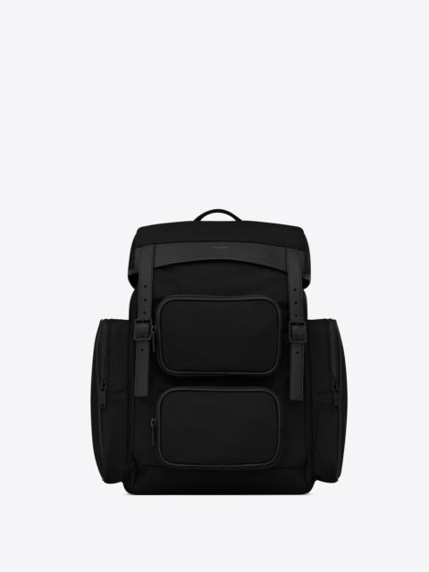 SAINT LAURENT city multi-pocket backpack in econyl®, smooth leather and nylon