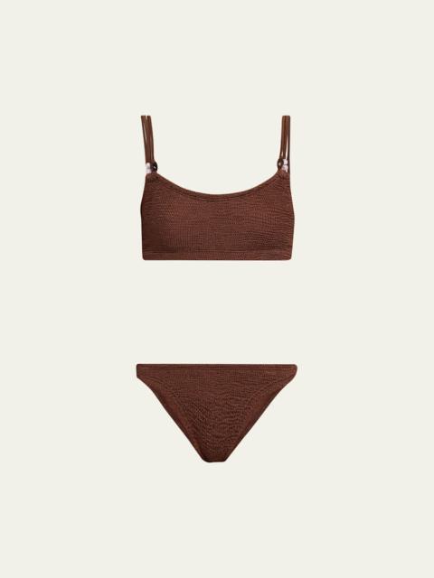 Hunza G Cassie Beaded Two-Piece Swimsuit