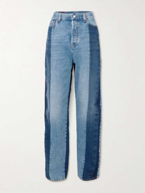 GUCCI Paneled boyfriend jeans Blue