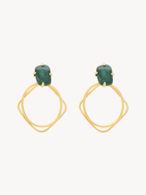 SAINT LAURENT KNOCKER EARRINGS IN MALACHITE AND METAL