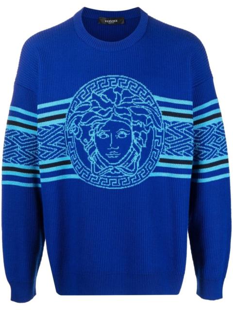 VERSACE Medusa striped jacquard jumper