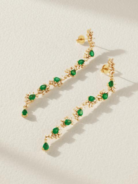 SUZANNE KALAN 18-karat Gold, Diamond And Emerald Earrings