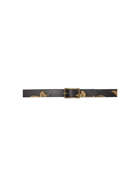 Dries Van Noten Black Snake-Embossed Belt