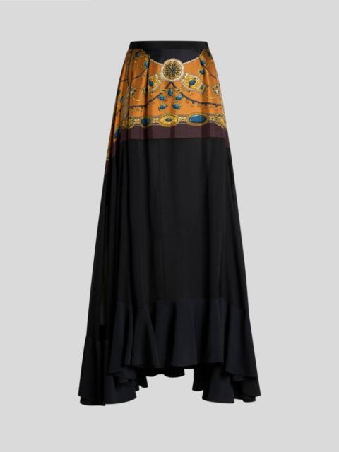 Etro SILK MAXI SKIRT WITH BOW AND PLACED JEWELLERY PRINT