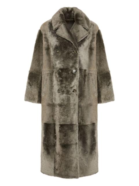 Yves Salomon double-breasted patchwork coat