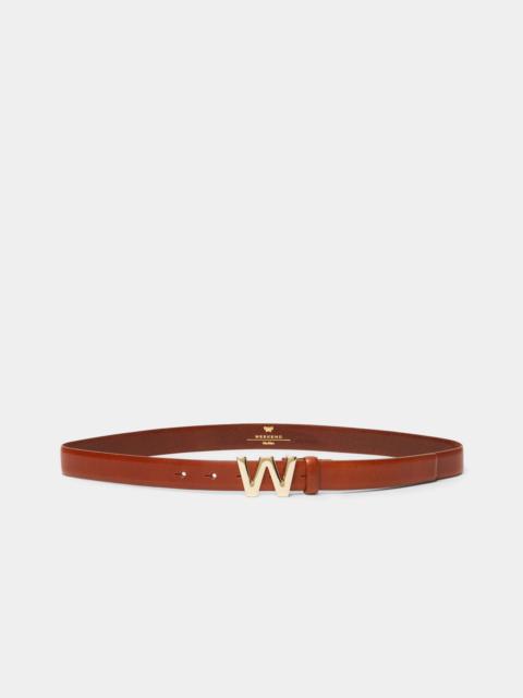 WEEKEND Max Mara Leather belt with logo buckle - TOBACCO