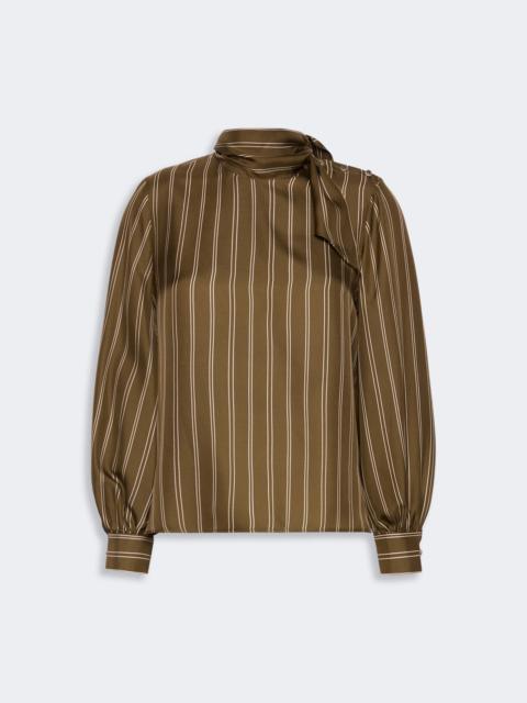 Max Mara BINGO Stripe-print silk blouse - KAKI