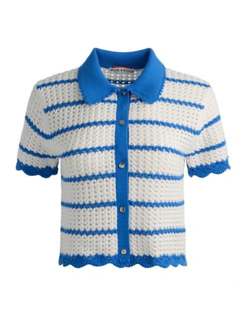 Alice + Olivia RANDALL POINTELLE POLO CARDIGAN