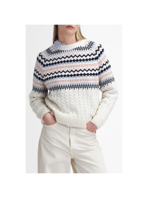 Barbour Marnie Fair Isle Wool Blend Crewneck Sweater in Ecru Beige at Nordstrom