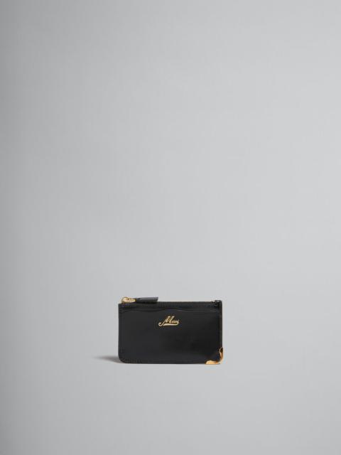 Marni BLACK LEATHER COIN PURSE WITH WAVY SLOTS
