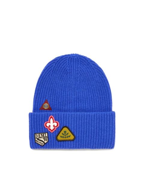 Diesel K-Phat patch-detail ribbed-knit beanie hat