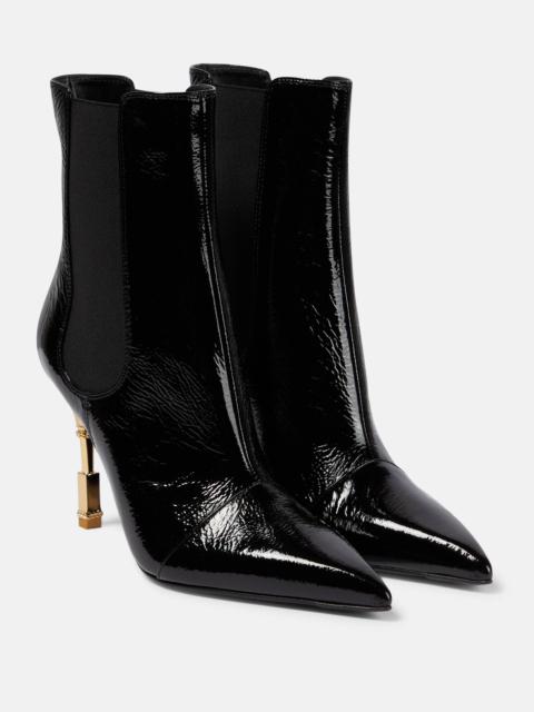 Patent leather ankle boots