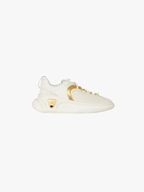 Balmain White and gold gummy leather and mesh B-Runner sneakers
