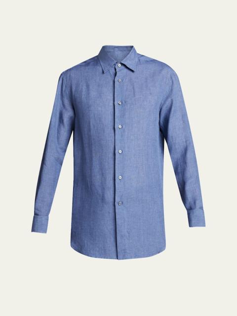 Brioni Men's Solid Linen Sport Shirt