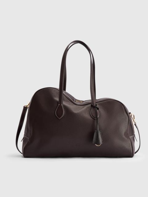 ATP ATELIER Meda Walnut/Contrast Stitch Grained Leather Top handle bag
