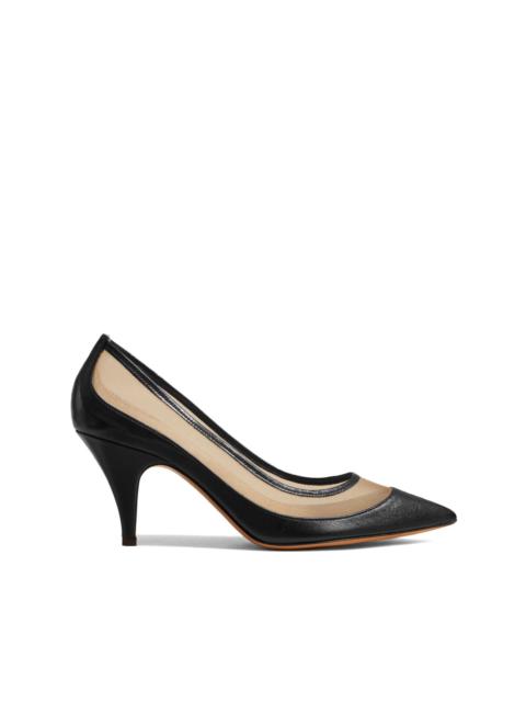 The River 75mm mesh-panel leather pumps