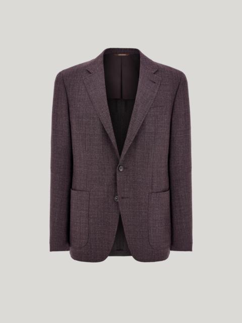 Canali DARK BROWN MATTING-EFFECT WOOL MODERN-FIT KEI JACKET