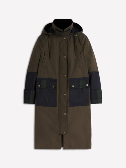 BODEN Longline Wax Coat-Navy Khaki Colourblock