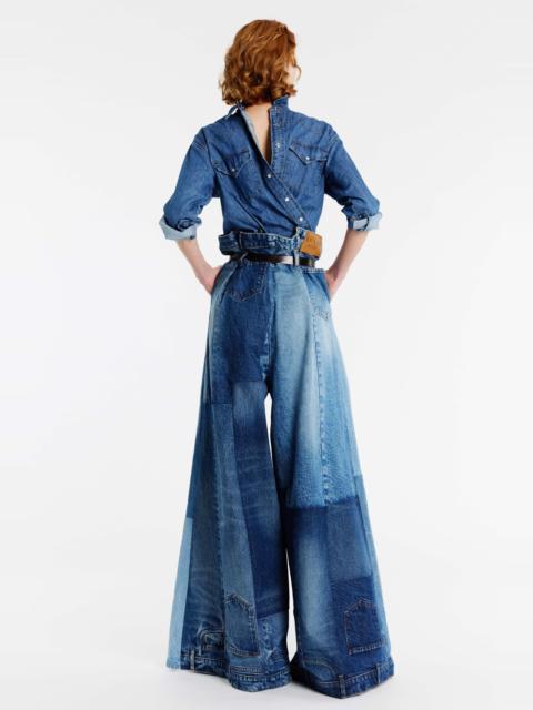 A.W.A.K.E. MODE BACK TO FRONT DENIM SHIRT MID BLUE