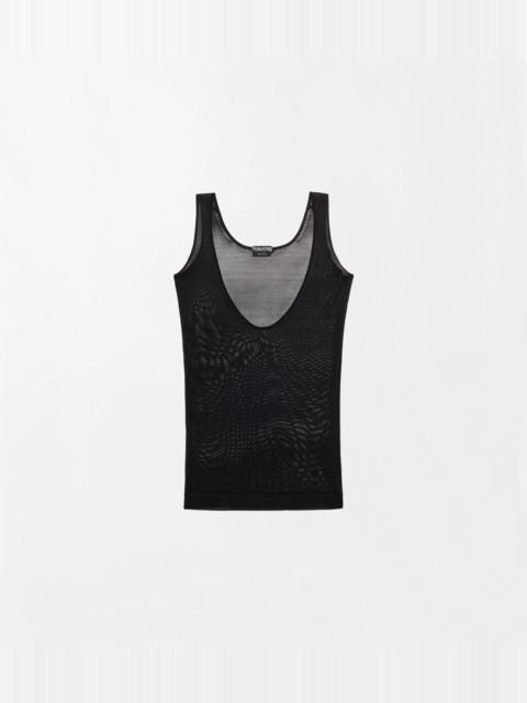 TOM FORD SEAMLESS FINE SHEER VISCOSE SCOOP NECK TANK TOP