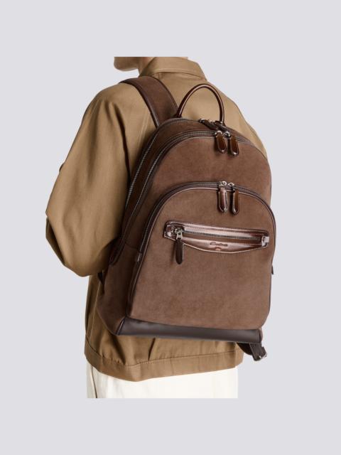 Brown suede and leather backpack