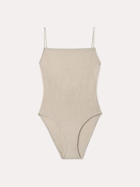 Smocked swimsuit overcast beige