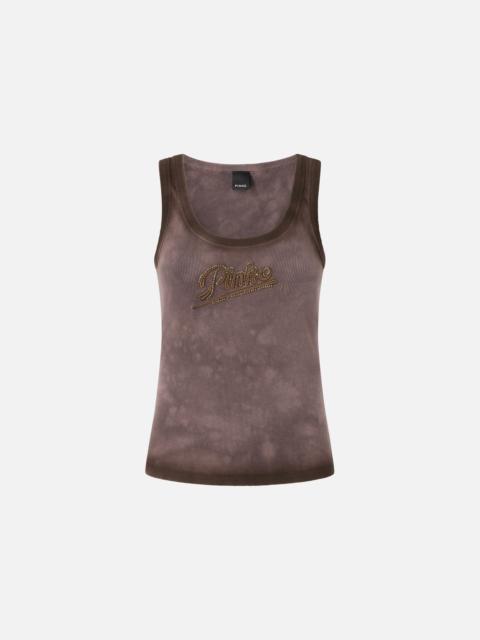 PINKO SPRAY-EFFECT VEST TOP WITH PINKO EMBROIDERY