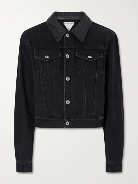Bottega Veneta Intrecciato Leather-trimmed Denim Jacket