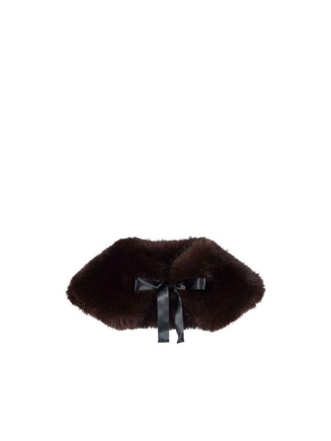 maje faux-fur tie-fastening scarf