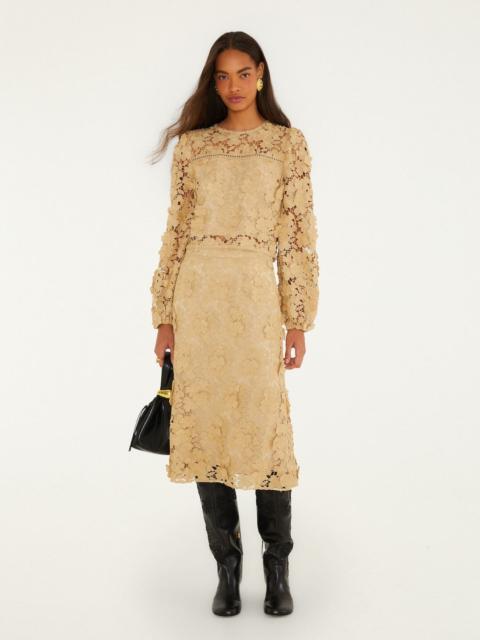 FARM RIO Sand Embroidery Midi Skirt
