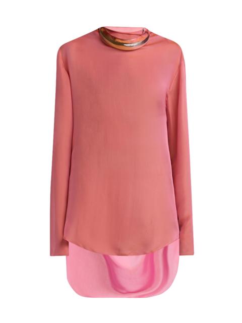 GIORGIO ARMANI Women's Silk Draped High-Low Hem Tunic Top - Ibis