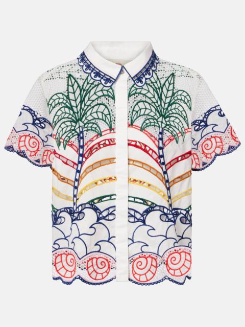 FARM RIO Broderie anglaise cotton shirt