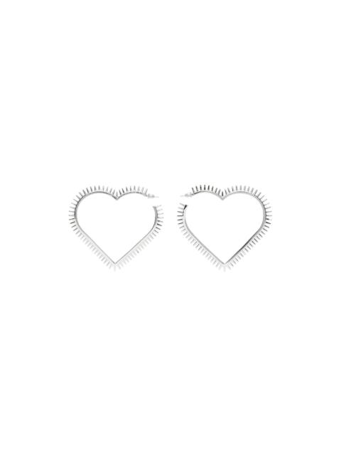 Silver Large Spike Heart Earrings