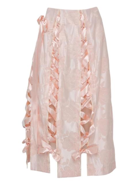 Simone Rocha Unraveling bow-detail brocade midi skirt