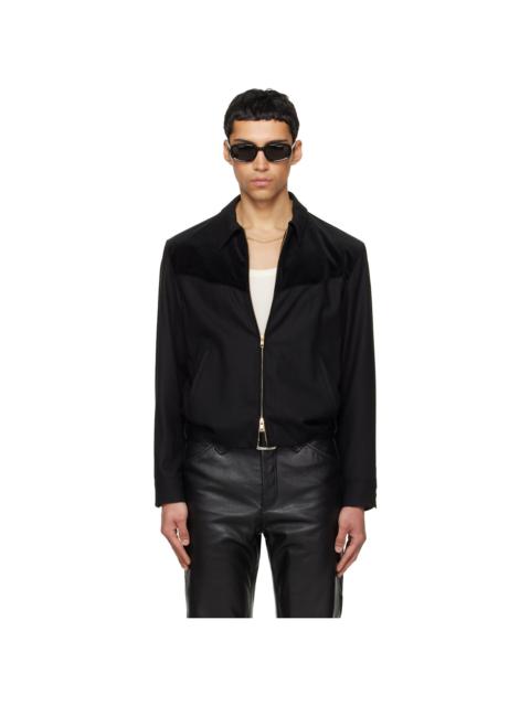 Tonywack Black Wool Velvet Trimmed Blouson Jacket