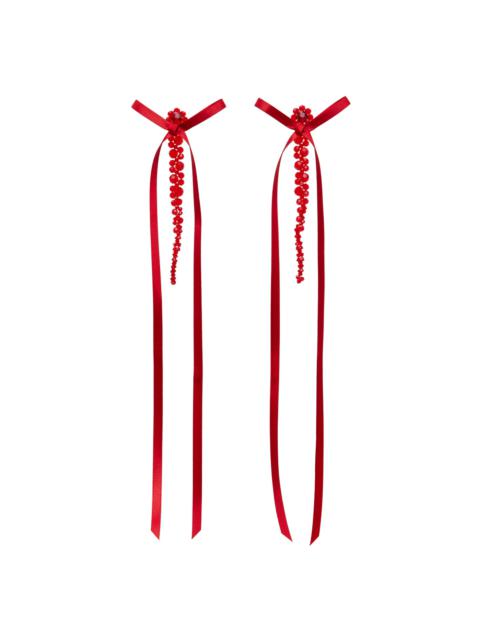 Red Bow Ribbon Drip Earrings
