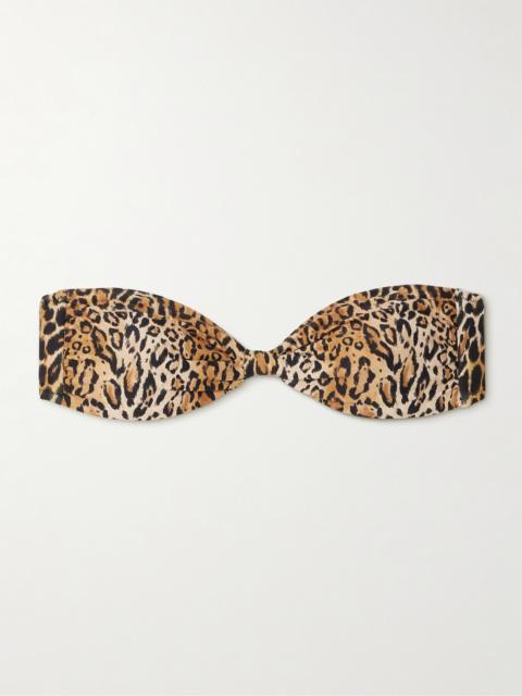 MELISSA ODABASH Catania Gathered Leopard-print Bandeau Bikini Top