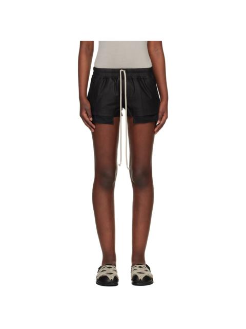 Rick Owens Black Temple Fog Leather Shorts