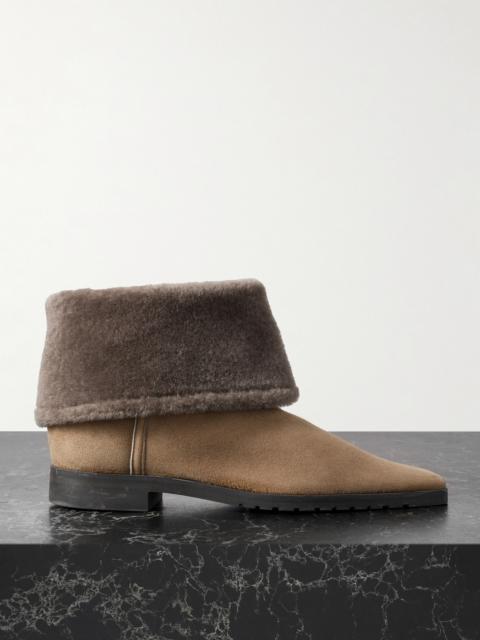 TOTEME Shearling-trimmed Suede Ankle Boots