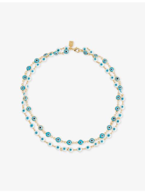 CRYSTAL HAZE Nazar Necklace 18ct Yellow-Gold Plated Brass And Enamel Necklace