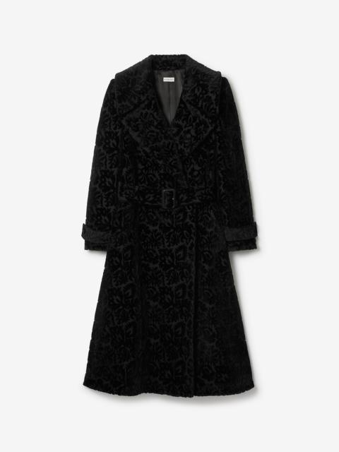 Burberry Vine Silk Blend Velvet Tailored Coat