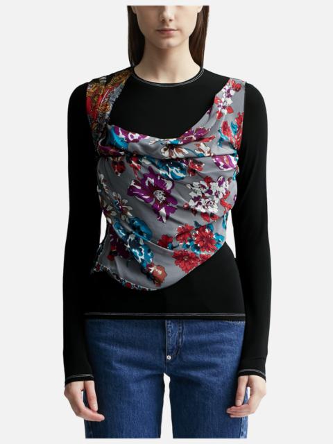 Marine Serre REGENERATED SILK SCARVES DRAPED TOP