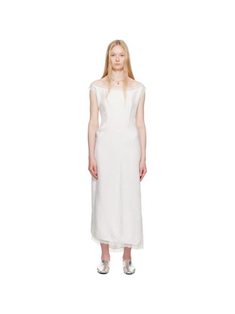 COLLEEN ALLEN White Silk Slip Midi Dress