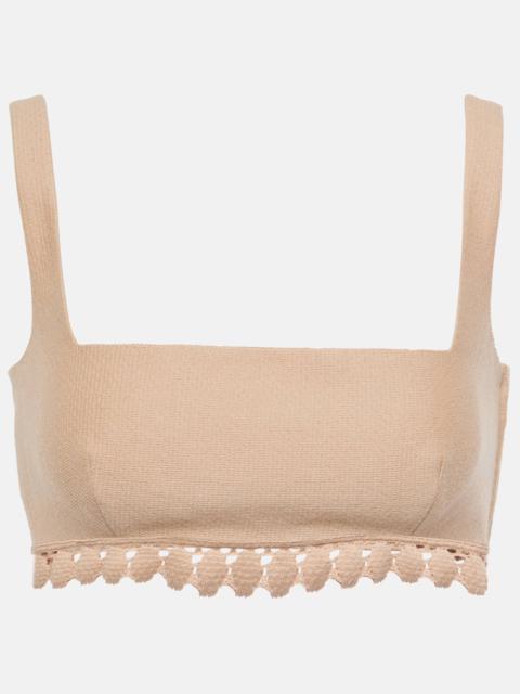 Scalloped cotton-blend bra top