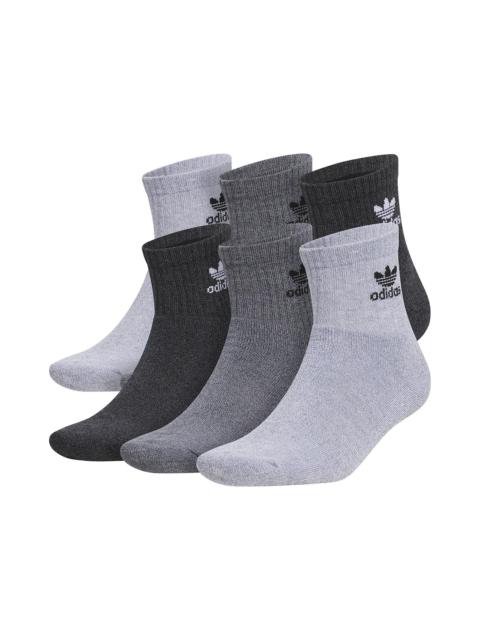 Gender Inclusive Originals Trefoil 6-Pack Ankle Socks in Grey/Black