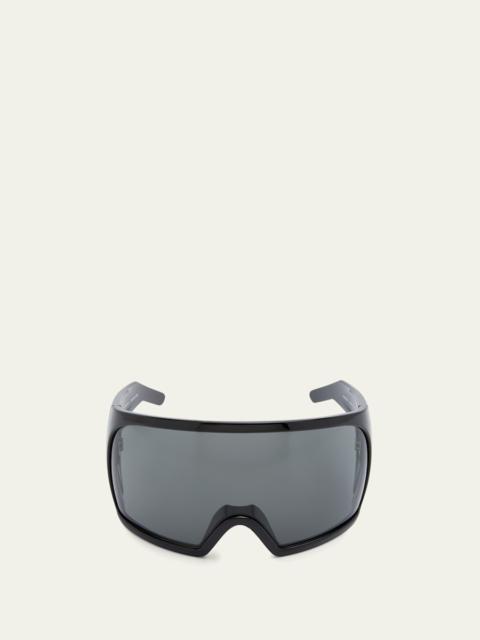 Rick Owens Men's Kriester Acetate Shield Sunglasses