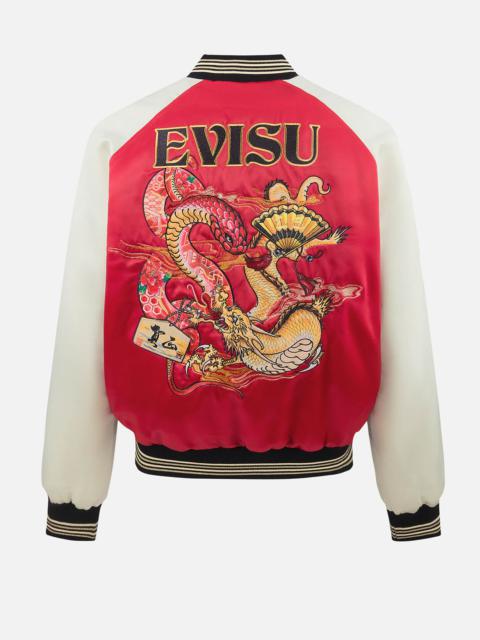 EVISU Soaring Snake Embroidery and Traditional Japanese Totem Prints Reversible Relax Fit Souvenir Jacket
