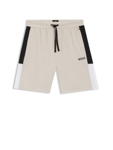 BOSS COTTON-BLEND PAJAMA SHORTS WITH COLOR-BLOCKING