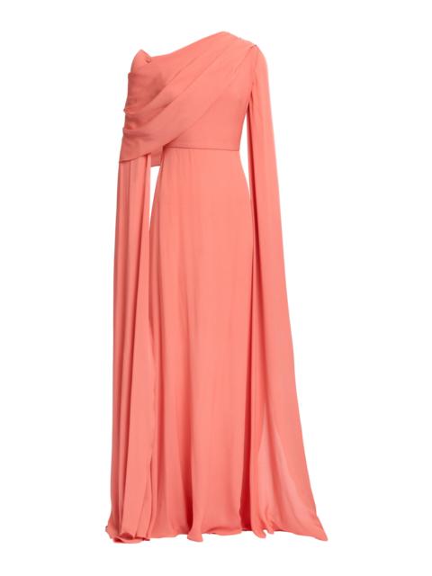 ELIE SAAB Double Georgette Long Dress coral