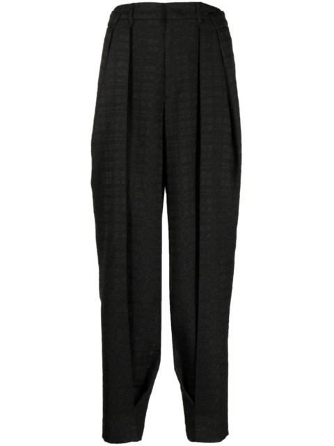 pleated jacquard tailored trousers